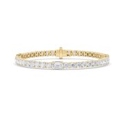 Emerald Shaped Lab Grown Diamond (F/VS) East West Station Bracelet in 14K Gold