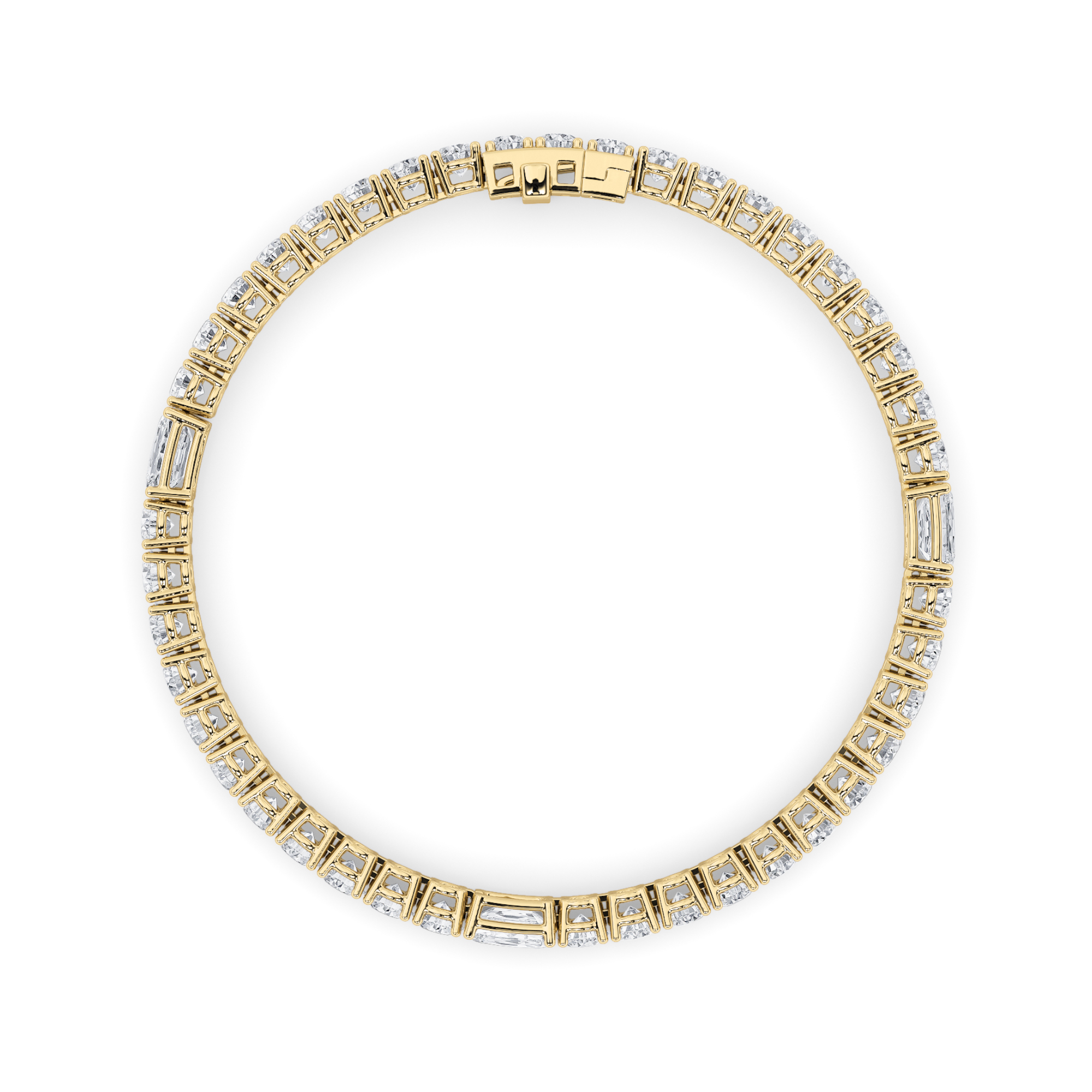 Emerald Shaped Lab Grown Diamond (F/VS) East West Station Bracelet in 14K Gold