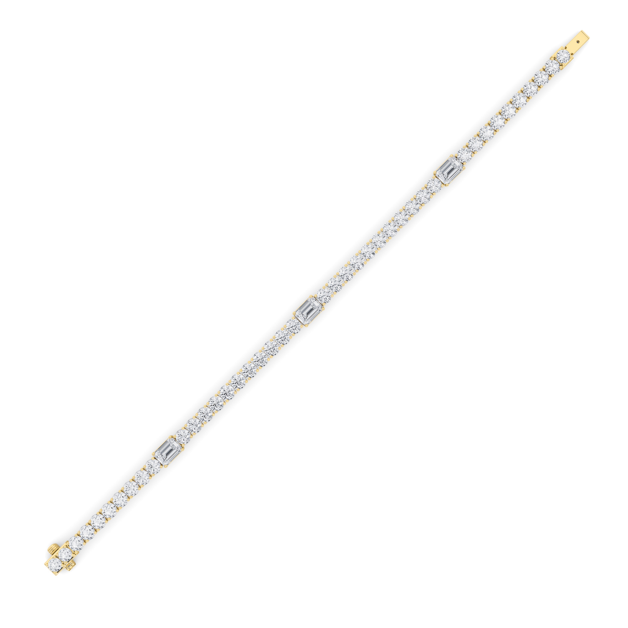 Emerald Shaped Lab Grown Diamond (F/VS) East West Station Bracelet in 14K Gold