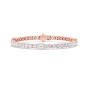 Emerald Shaped Lab Grown Diamond (F/VS) East West Station Bracelet in 14K Gold
