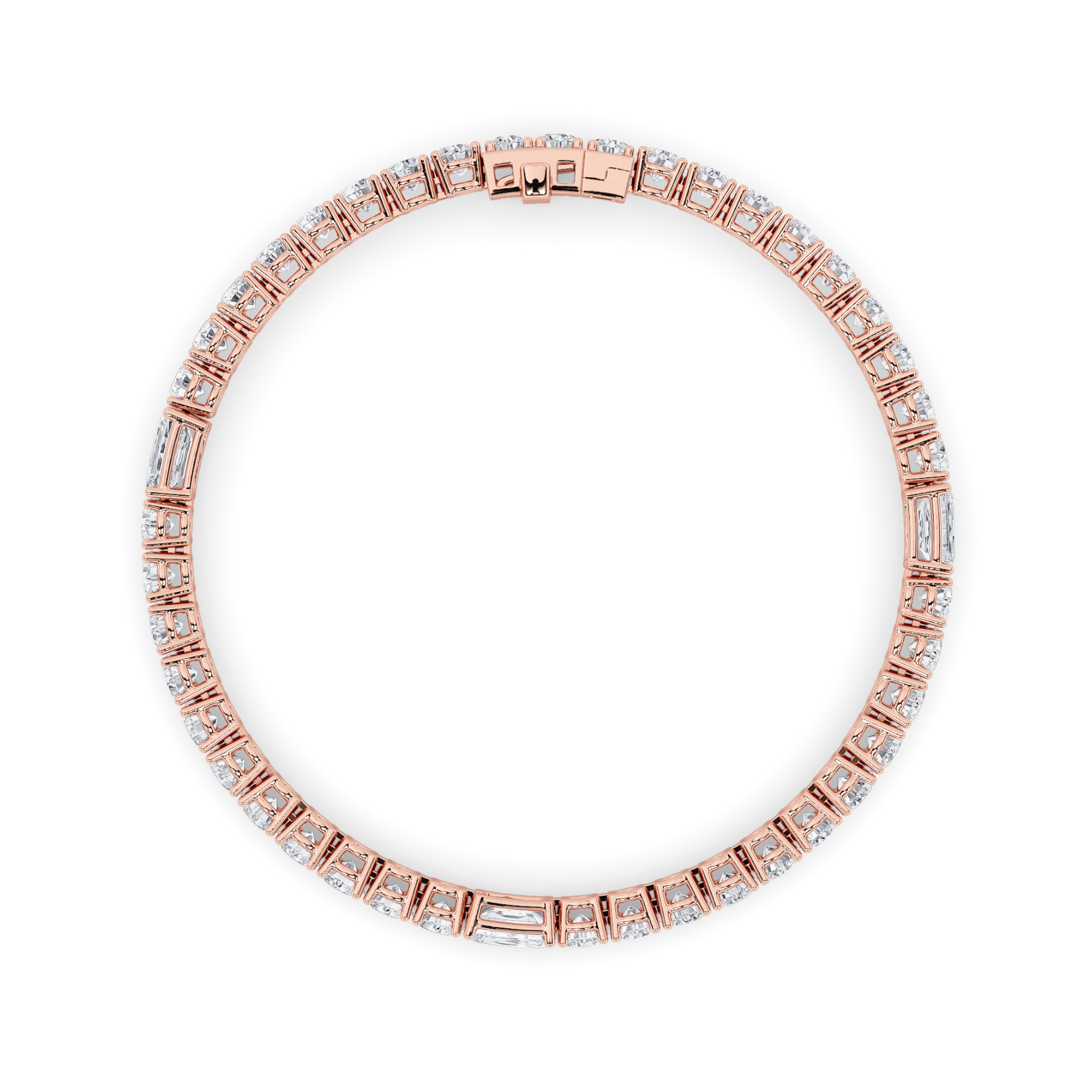 Emerald Shaped Lab Grown Diamond (F/VS) East West Station Bracelet in 14K Gold