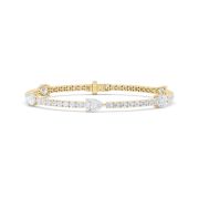 Pear Shaped Lab Grown Diamond (F/VS) East West Station Bracelet in 14K Gold