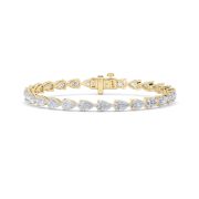 Pear Shaped Lab Grown Diamond (F/VS) Fancy Line Bracelet in 14K Gold