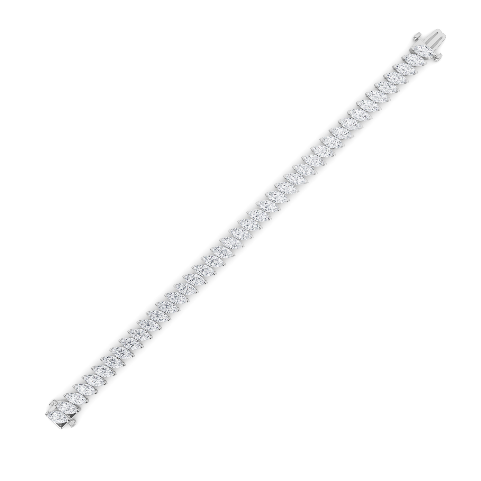 Marquise Shaped Lab Grown Diamond (F/VS) Angled Line Bracelet in 14K Gold