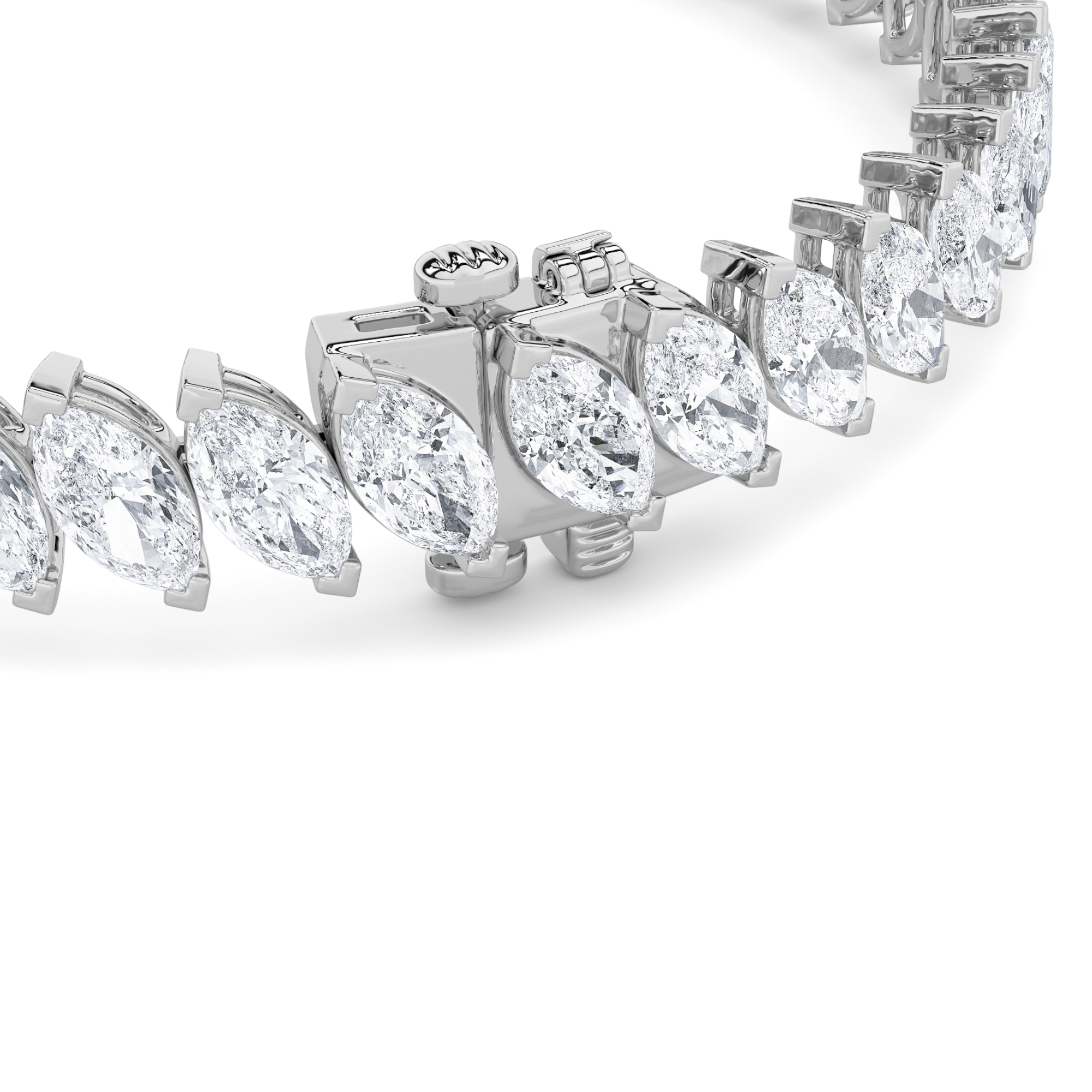 Marquise Shaped Lab Grown Diamond (F/VS) Angled Line Bracelet in 14K Gold