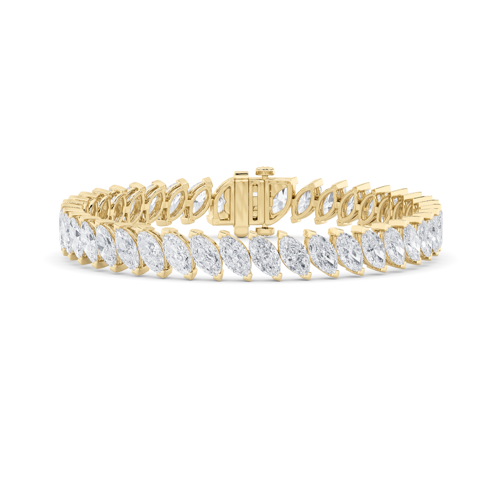 Marquise Shaped Lab Grown Diamond (F/VS) Angled Line Bracelet in 14K Gold