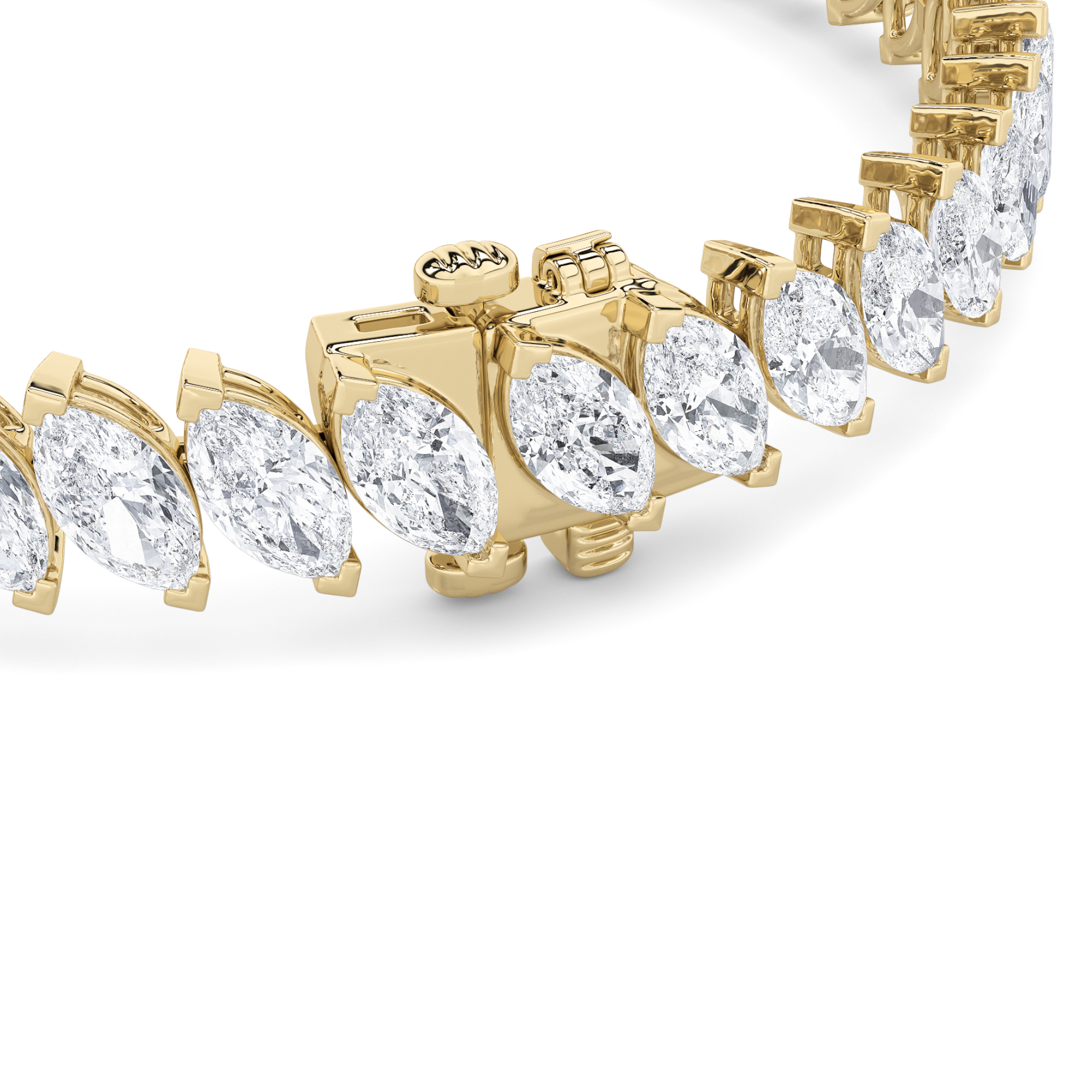 Marquise Shaped Lab Grown Diamond (F/VS) Angled Line Bracelet in 14K Gold