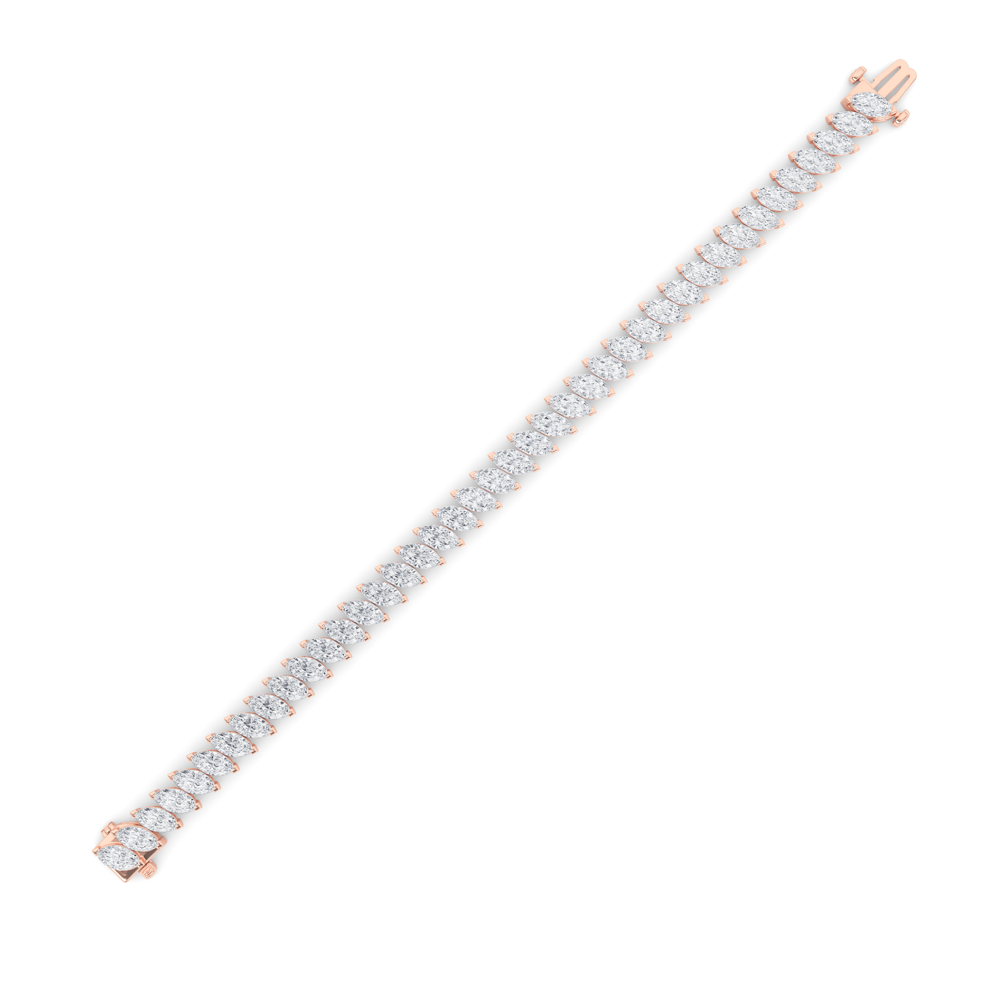 Marquise Shaped Lab Grown Diamond (F/VS) Angled Line Bracelet in 14K Gold