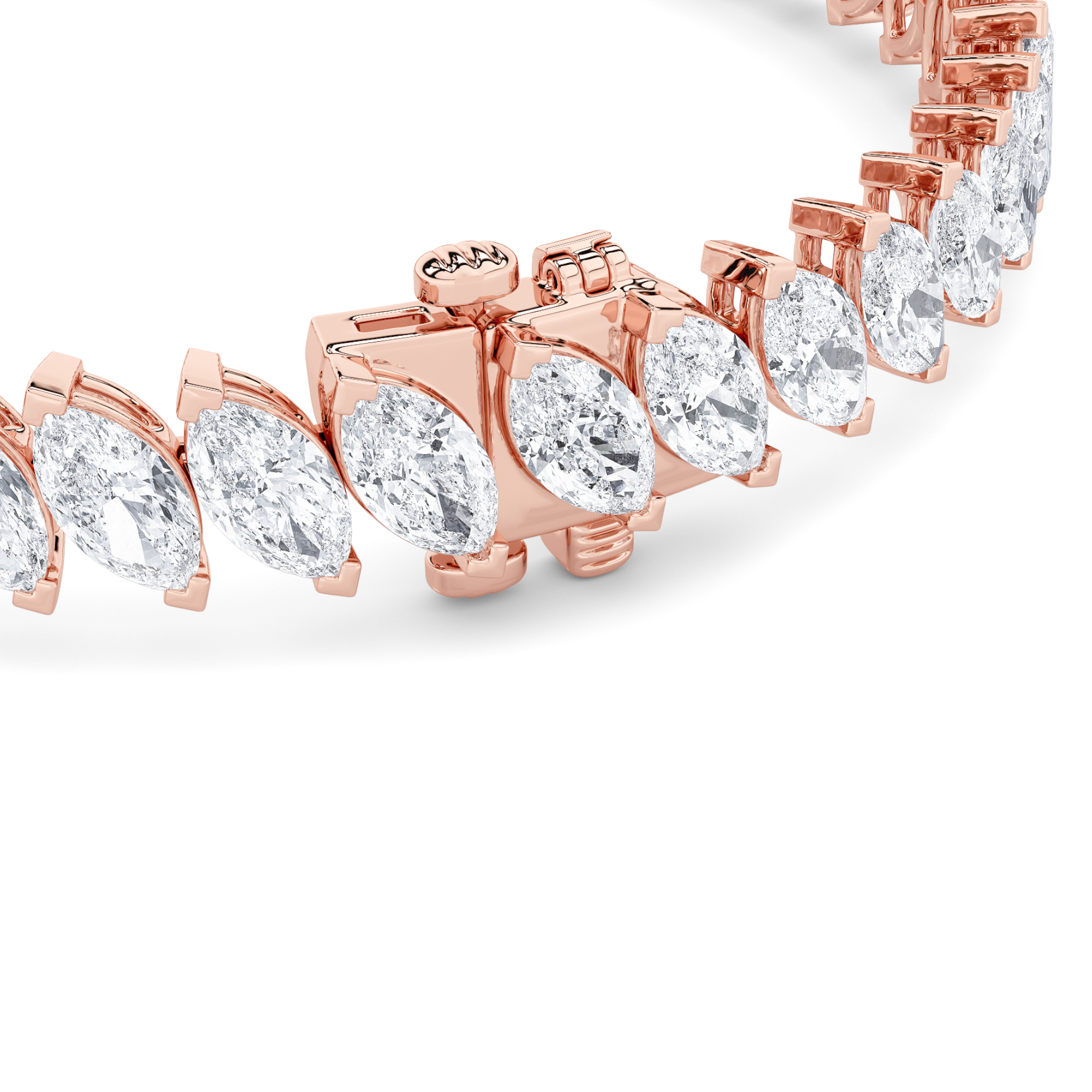 Marquise Shaped Lab Grown Diamond (F/VS) Angled Line Bracelet in 14K Gold