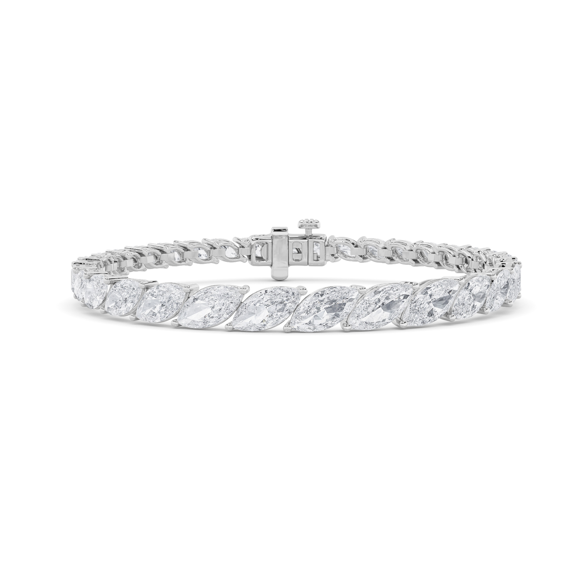 Marquise Shaped Lab Grown Diamond (F/VS) Bracelet in 14K Gold