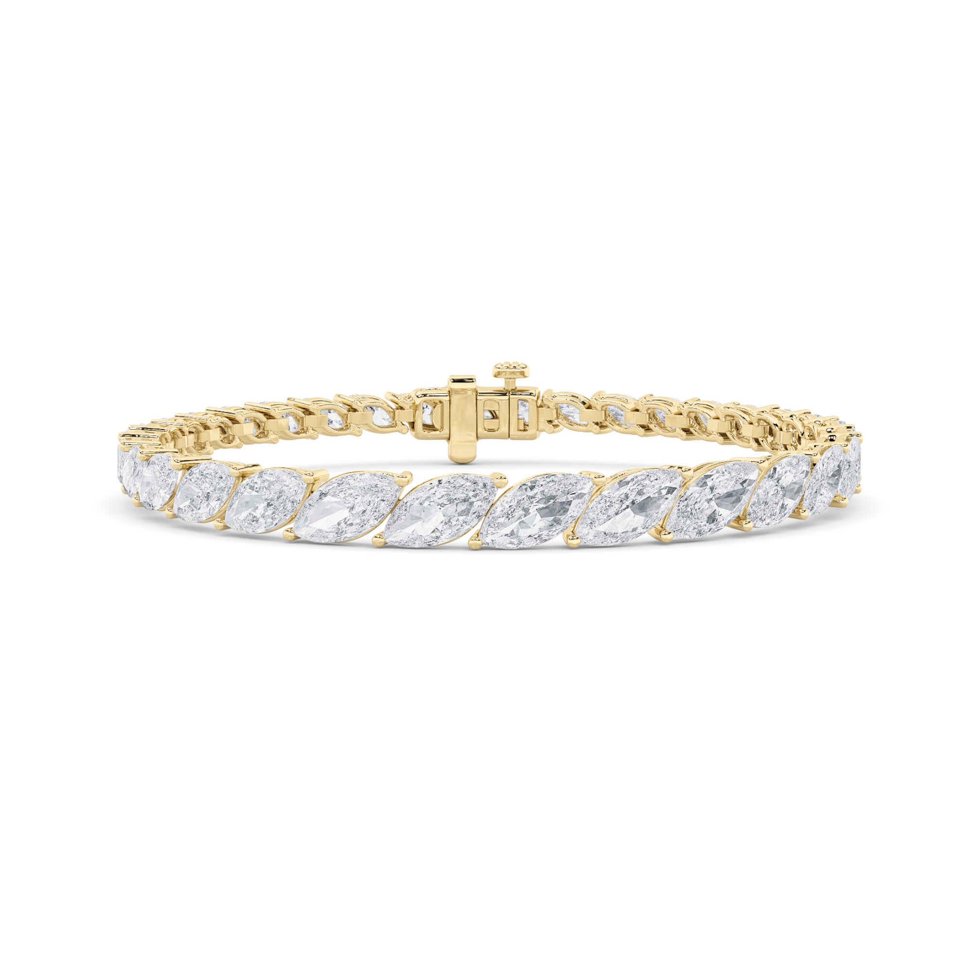 Marquise Shaped Lab Grown Diamond (F/VS) Bracelet in 14K Gold