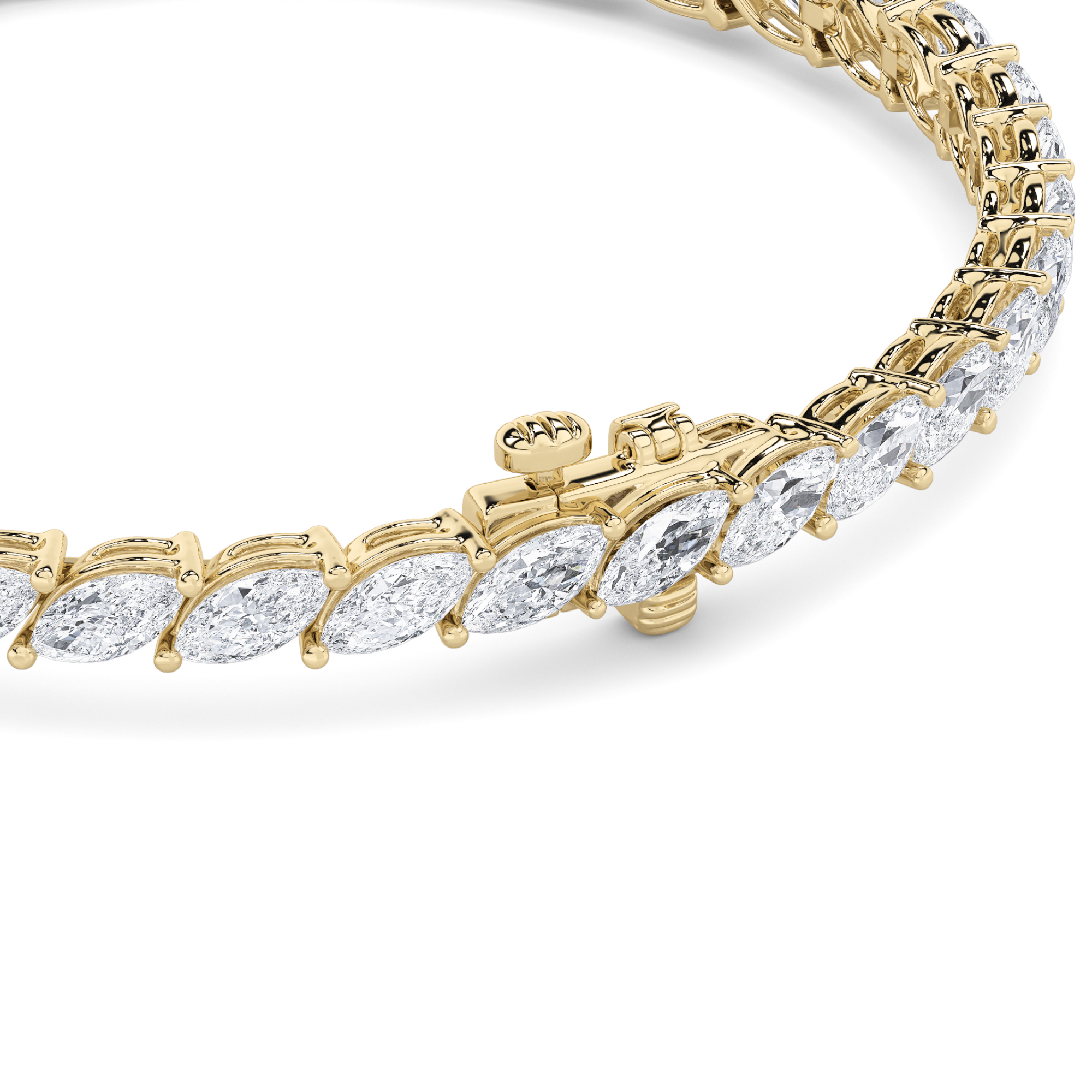 Marquise Shaped Lab Grown Diamond (F/VS) Bracelet in 14K Gold
