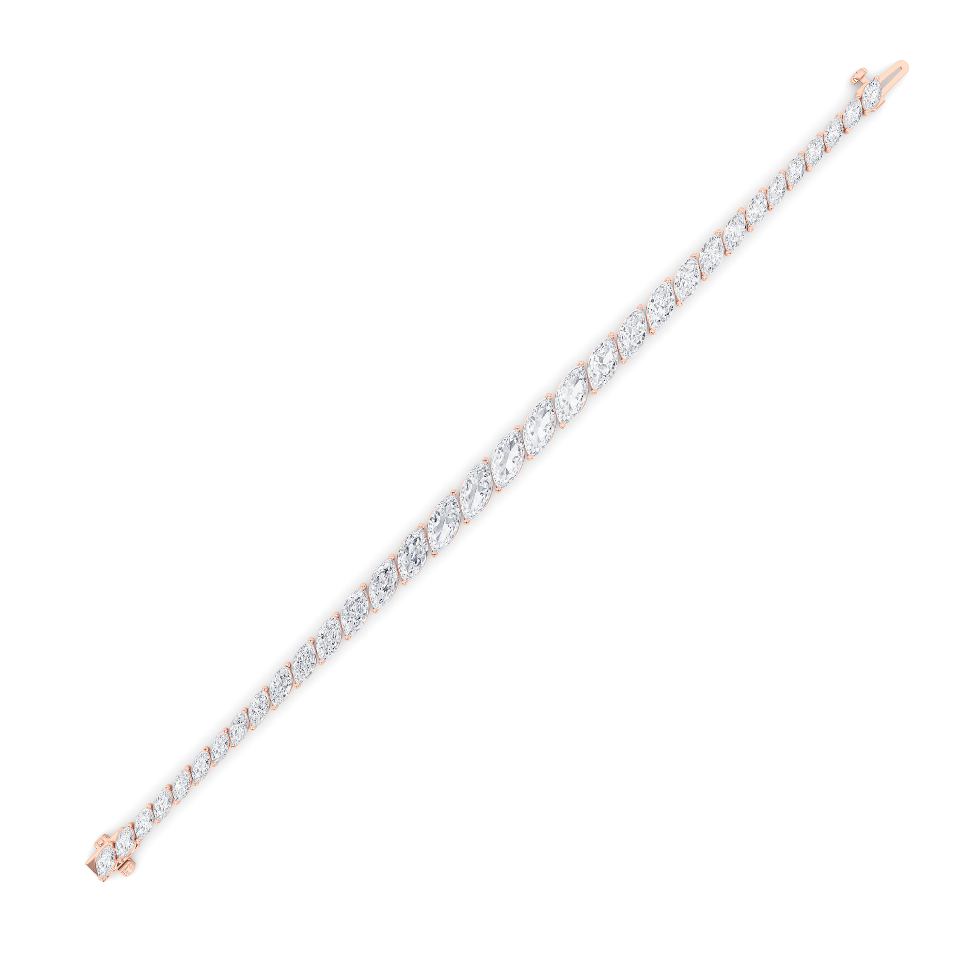 Marquise Shaped Lab Grown Diamond (F/VS) Bracelet in 14K Gold
