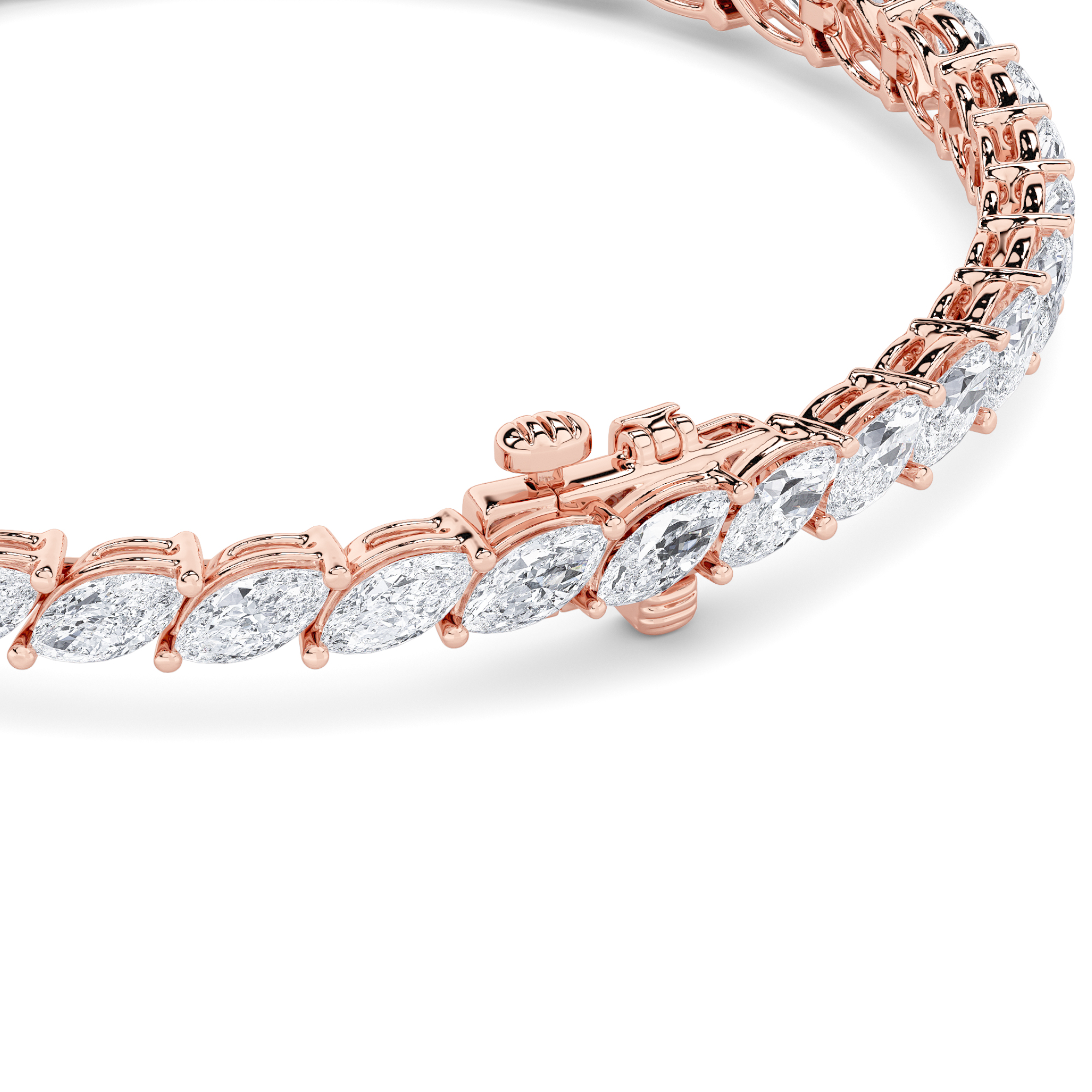 Marquise Shaped Lab Grown Diamond (F/VS) Bracelet in 14K Gold