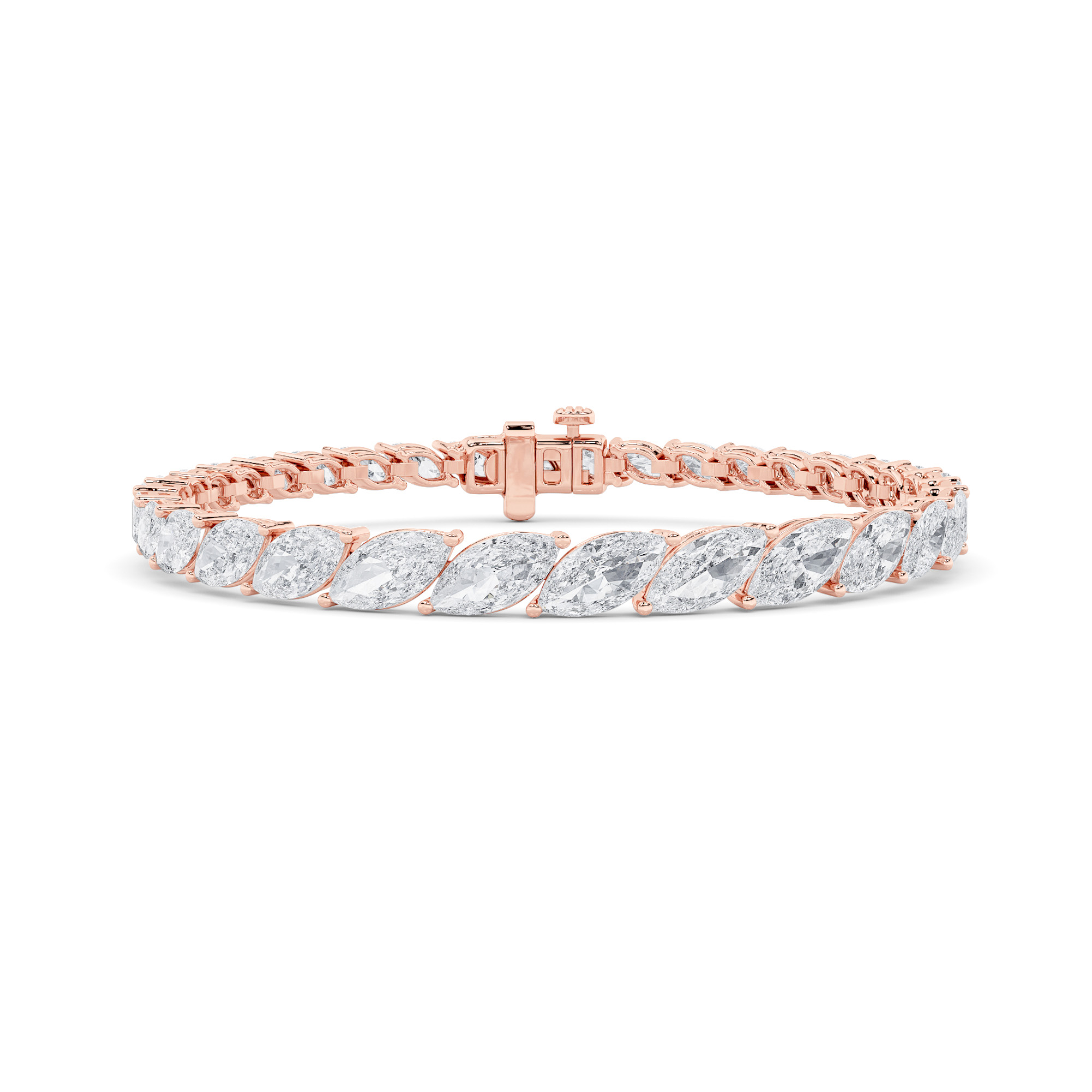 Marquise Shaped Lab Grown Diamond (F/VS) Bracelet in 14K Gold