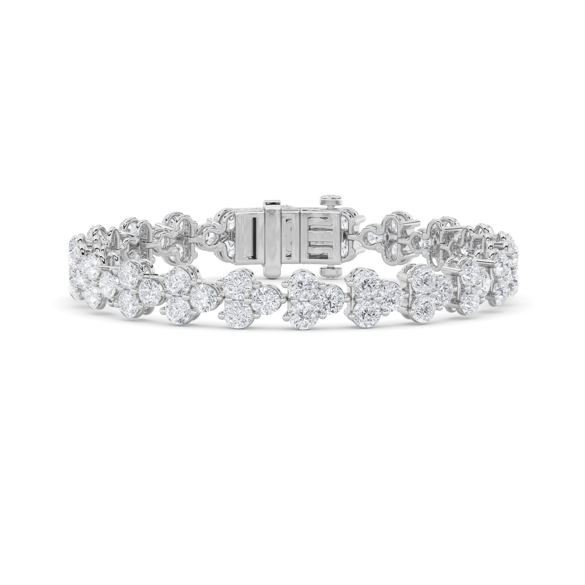 Round Shaped Lab Grown Diamond (F/VS) Cluster Bracelet in 14K Gold