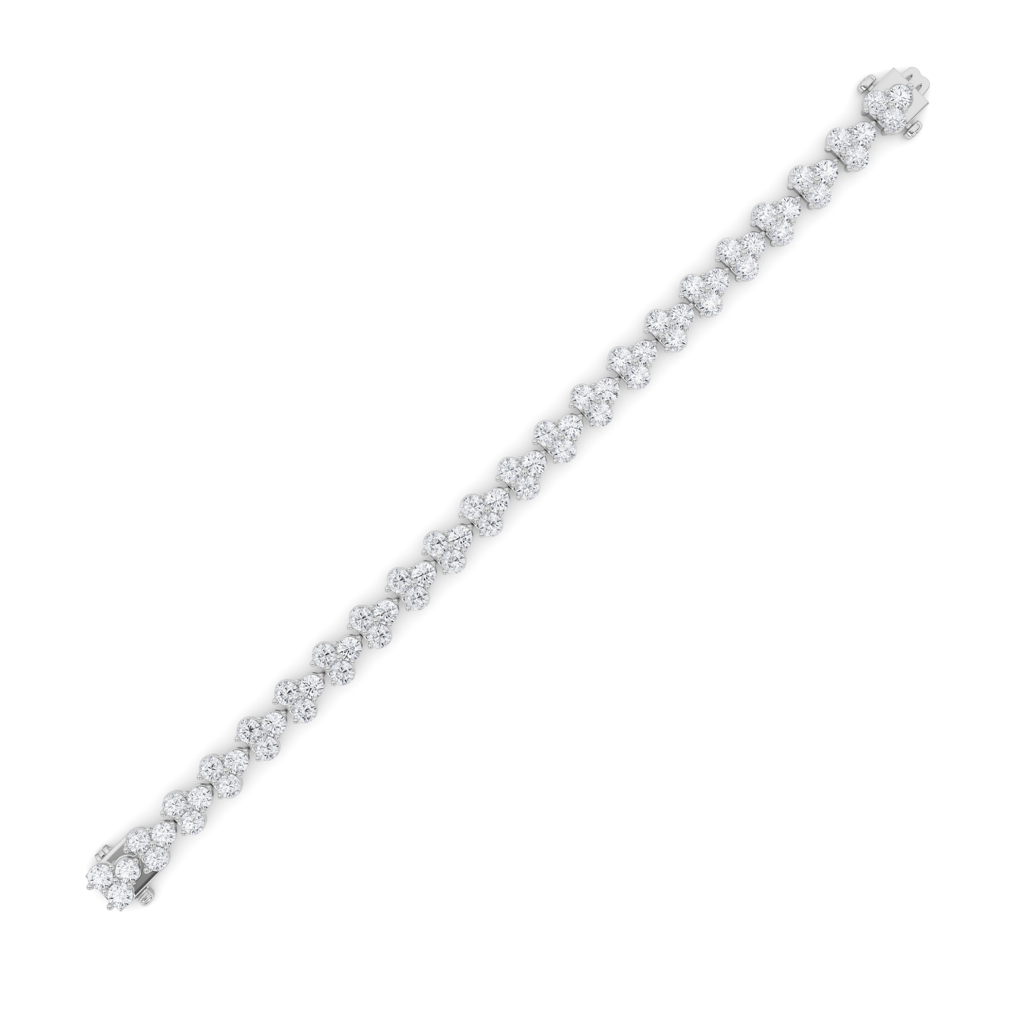 Round Shaped Lab Grown Diamond (F/VS) Cluster Bracelet in 14K Gold