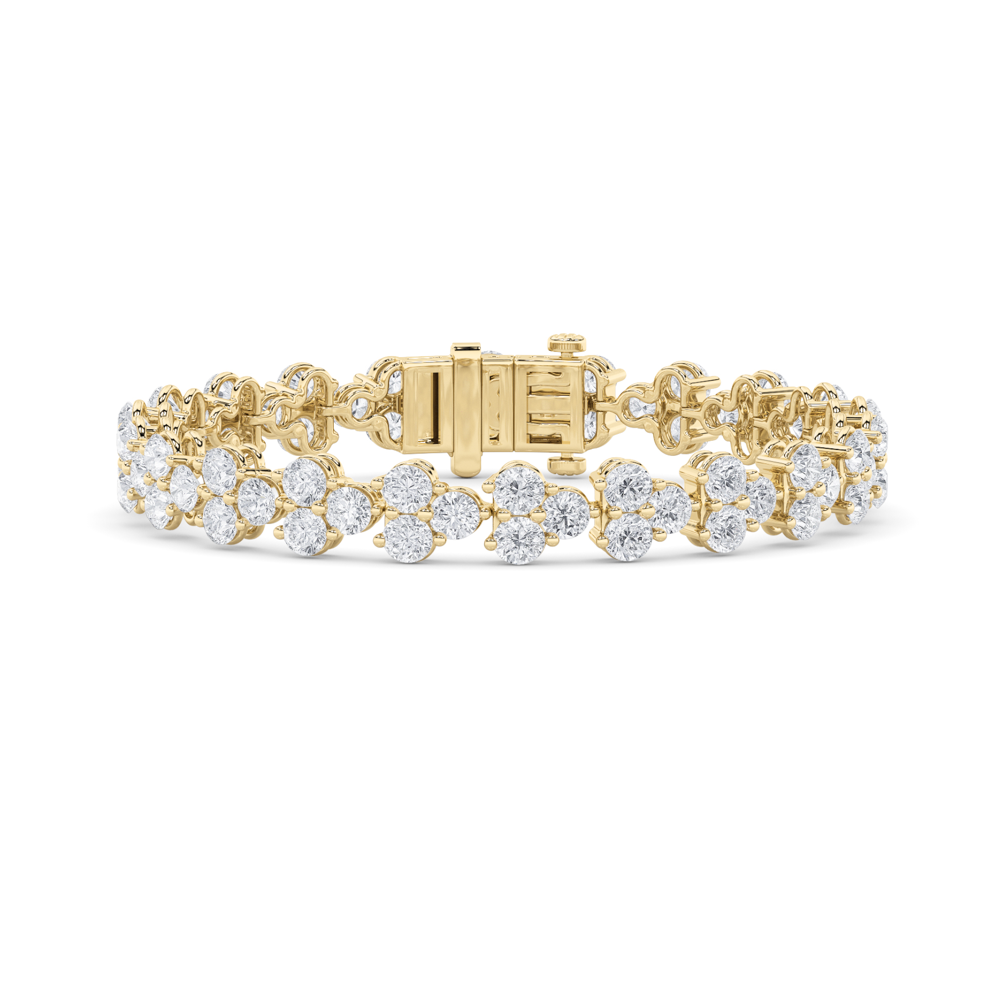 Round Shaped Lab Grown Diamond (F/VS) Cluster Bracelet in 14K Gold