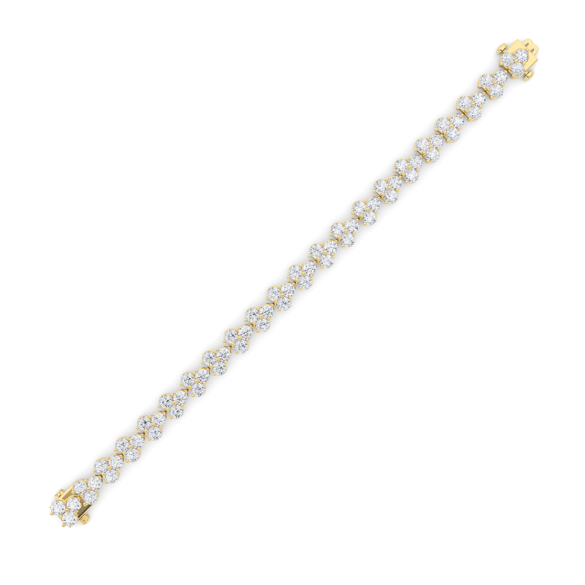 Round Shaped Lab Grown Diamond (F/VS) Cluster Bracelet in 14K Gold