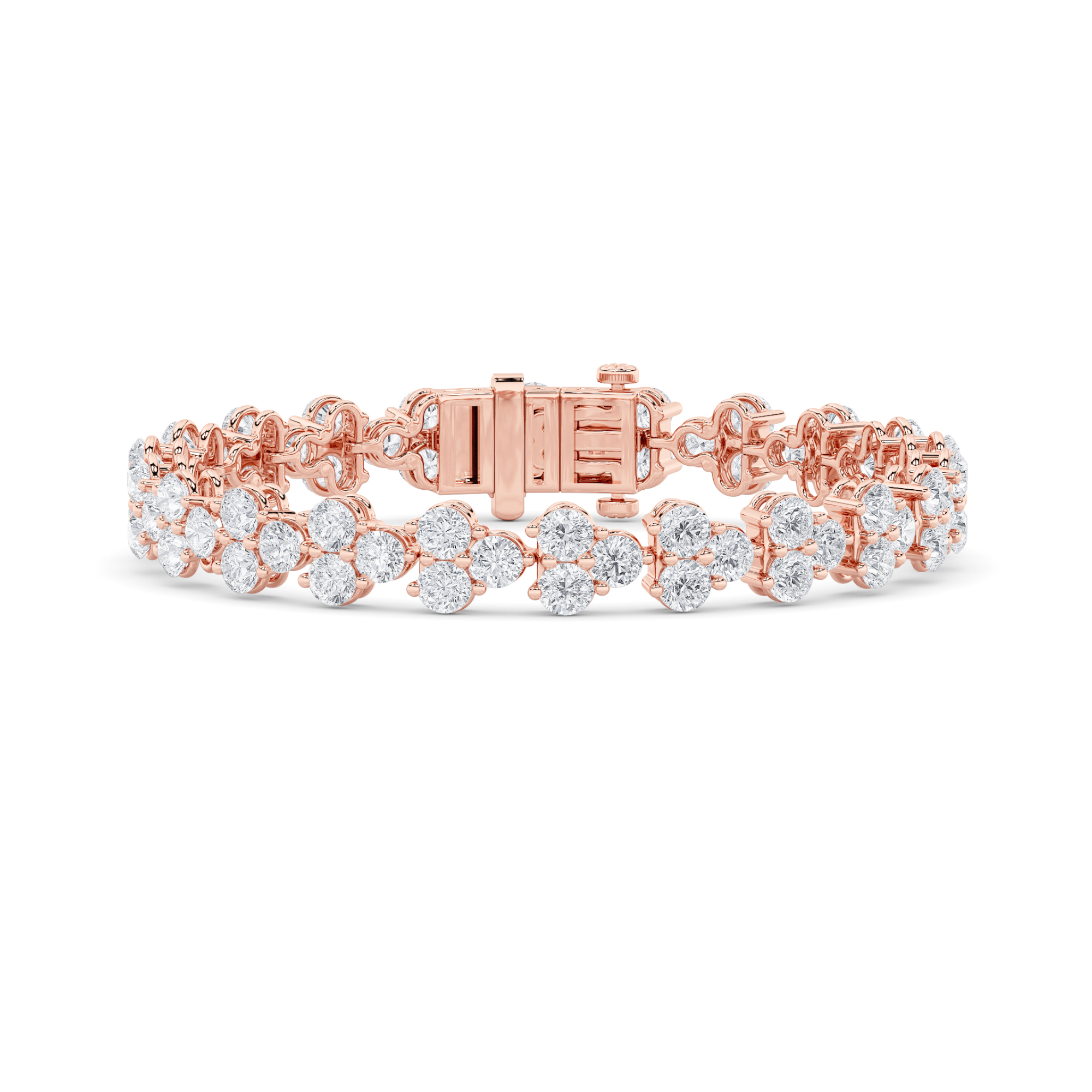 Round Shaped Lab Grown Diamond (F/VS) Cluster Bracelet in 14K Gold