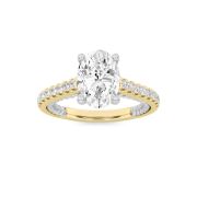 Oval Shaped Lab Grown Diamond (F/VS) Two Tone Accented Rope Design Engagement Ring in 14K Gold