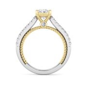 Oval Shaped Lab Grown Diamond (F/VS) Two Tone Accented Rope Design Engagement Ring in 14K Gold