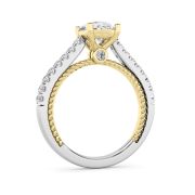 Oval Shaped Lab Grown Diamond (F/VS) Two Tone Accented Rope Design Engagement Ring in 14K Gold