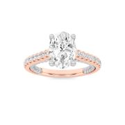 Oval Shaped Lab Grown Diamond (F/VS) Two Tone Accented Rope Design Engagement Ring in 14K Gold
