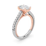 Oval Shaped Lab Grown Diamond (F/VS) Two Tone Accented Rope Design Engagement Ring in 14K Gold