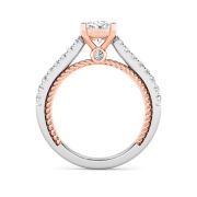 Oval Shaped Lab Grown Diamond (F/VS) Two Tone Accented Rope Design Engagement Ring in 14K Gold