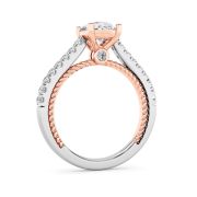 Oval Shaped Lab Grown Diamond (F/VS) Two Tone Accented Rope Design Engagement Ring in 14K Gold