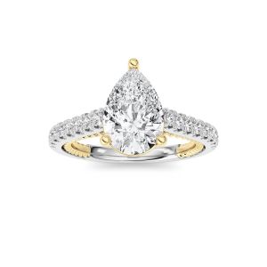 Pear Shaped Lab Grown Diamond (F/VS) Two Tone A...