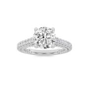 Round Shaped Lab Grown Diamond (F/VS) Two Tone Accented Rope Design Engagement Ring in 14K Gold