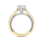 Round Shaped Lab Grown Diamond (F/VS) Two Tone Accented Rope Design Engagement Ring in 14K Gold