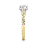 Round Shaped Lab Grown Diamond (F/VS) Two Tone Accented Rope Design Engagement Ring in 14K Gold