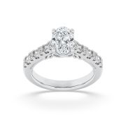 Oval Shaped Lab Grown Diamond (F/VS) Accented Milgrain Engagement Ring in 14K Gold