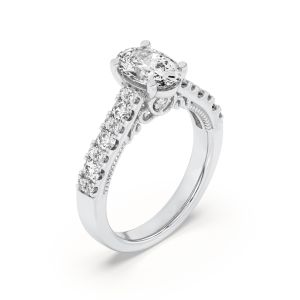 Oval Shaped Lab Grown Diamond (F/VS) Accented M...