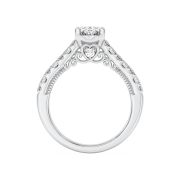 Oval Shaped Lab Grown Diamond (F/VS) Accented Milgrain Engagement Ring in 14K Gold