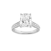 Elongated Cushion Shaped Lab Grown Diamond (F/VS) Accented Engagement Ring in 14K Gold