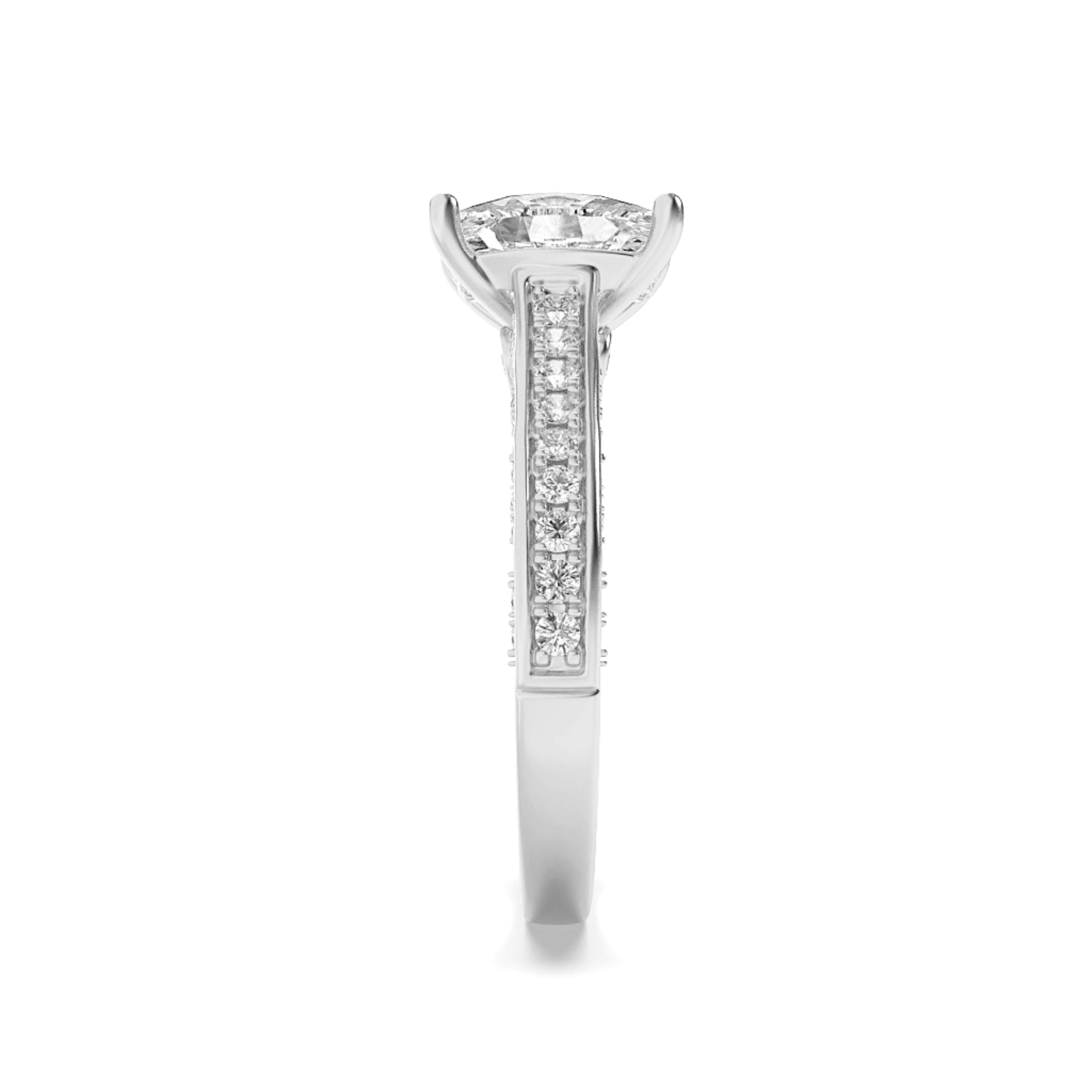 Elongated Cushion Shaped Lab Grown Diamond (F/VS) Accented Engagement Ring in 14K Gold