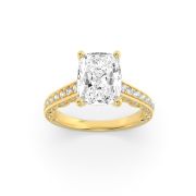 Elongated Cushion Shaped Lab Grown Diamond (F/VS) Accented Engagement Ring in 14K Gold