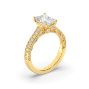 Elongated Cushion Shaped Lab Grown Diamond (F/VS) Accented Engagement Ring in 14K Gold