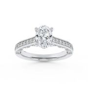 Oval Shaped Lab Grown Diamond (F/VS) Accented Engagement Ring in 14K Gold