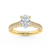 Oval Shaped Lab Grown Diamond (F/VS) Accented Engagement Ring in 14K Gold