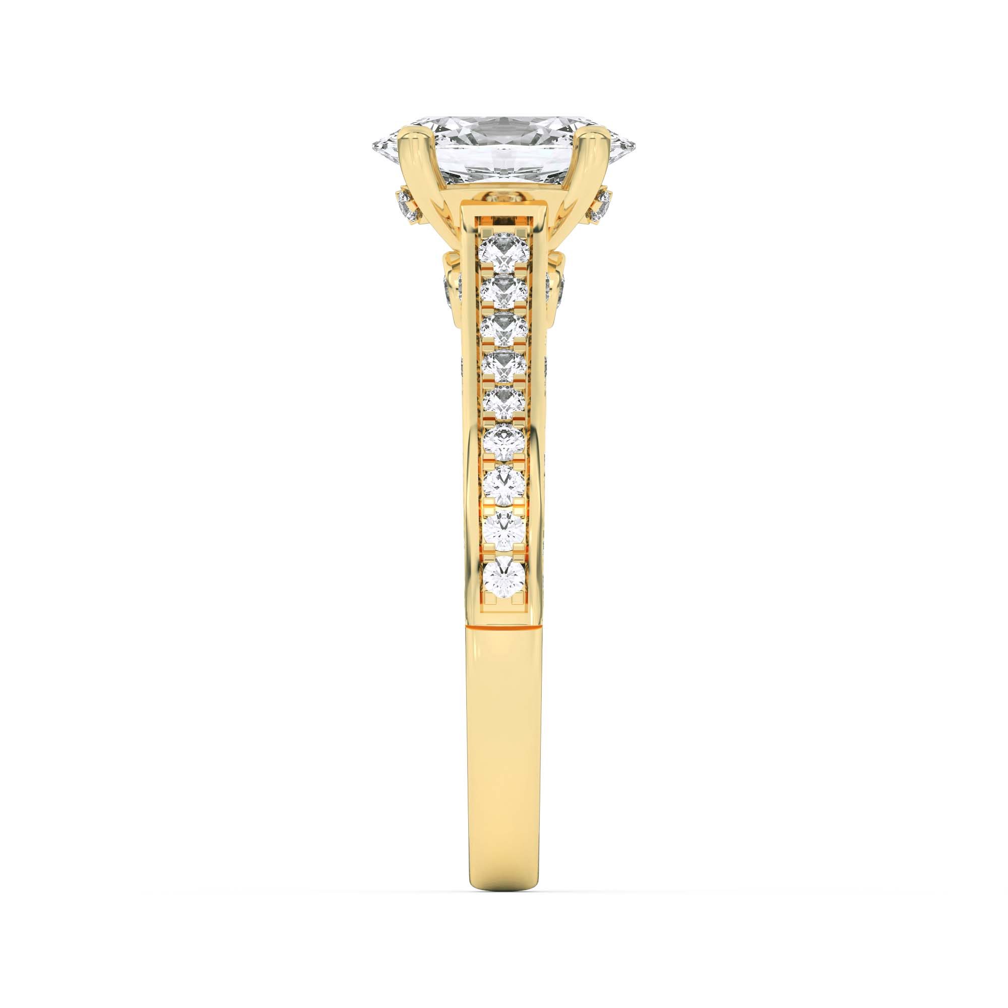 Oval Shaped Lab Grown Diamond (F/VS) Accented Engagement Ring in 14K Gold