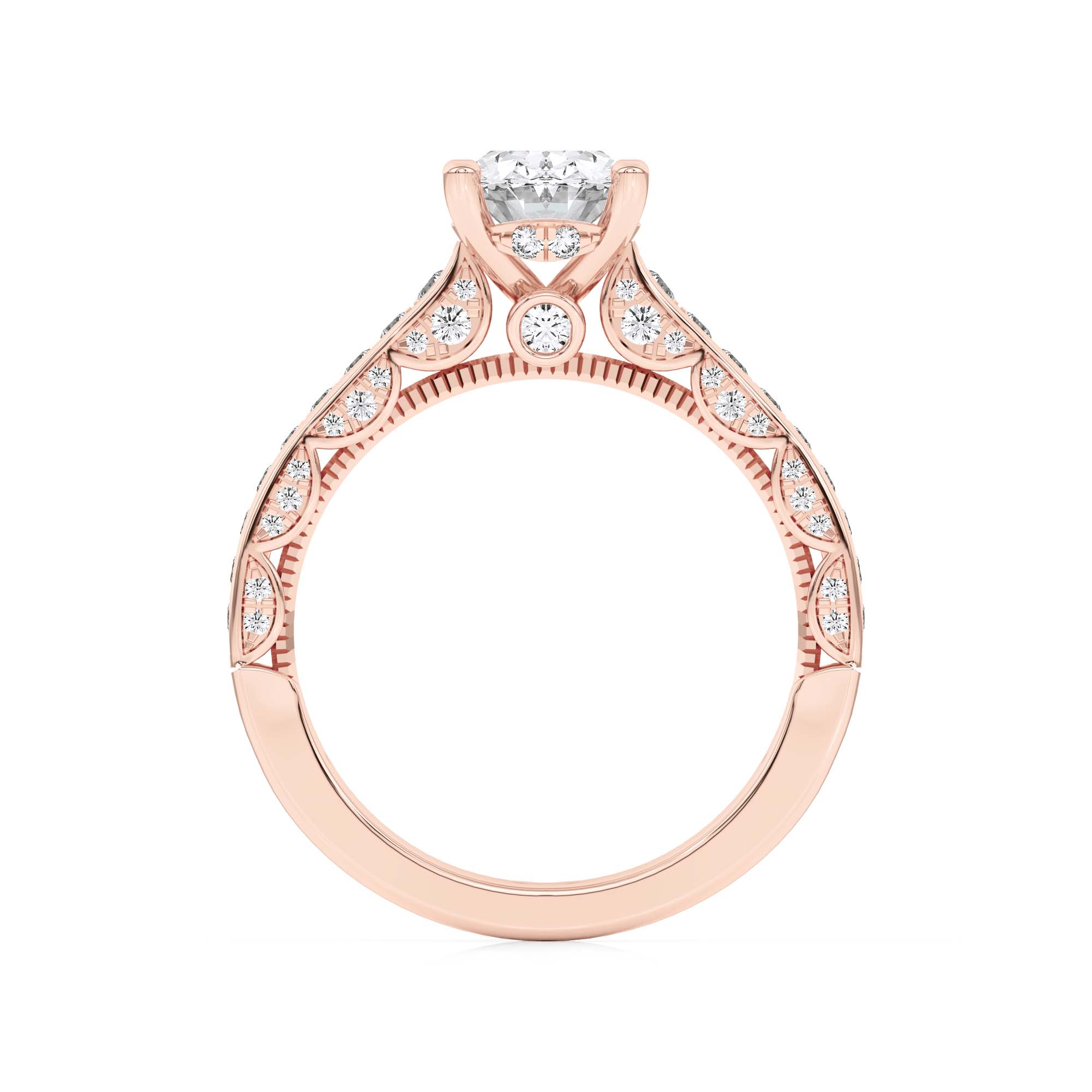 Oval Shaped Lab Grown Diamond (F/VS) Accented Engagement Ring in 14K Gold