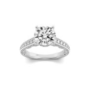 Round Shaped Lab Grown Diamond (F/VS) Accented Engagement Ring in 14K Gold