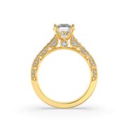 Round Shaped Lab Grown Diamond (F/VS) Accented Engagement Ring in 14K Gold