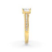 Round Shaped Lab Grown Diamond (F/VS) Accented Engagement Ring in 14K Gold