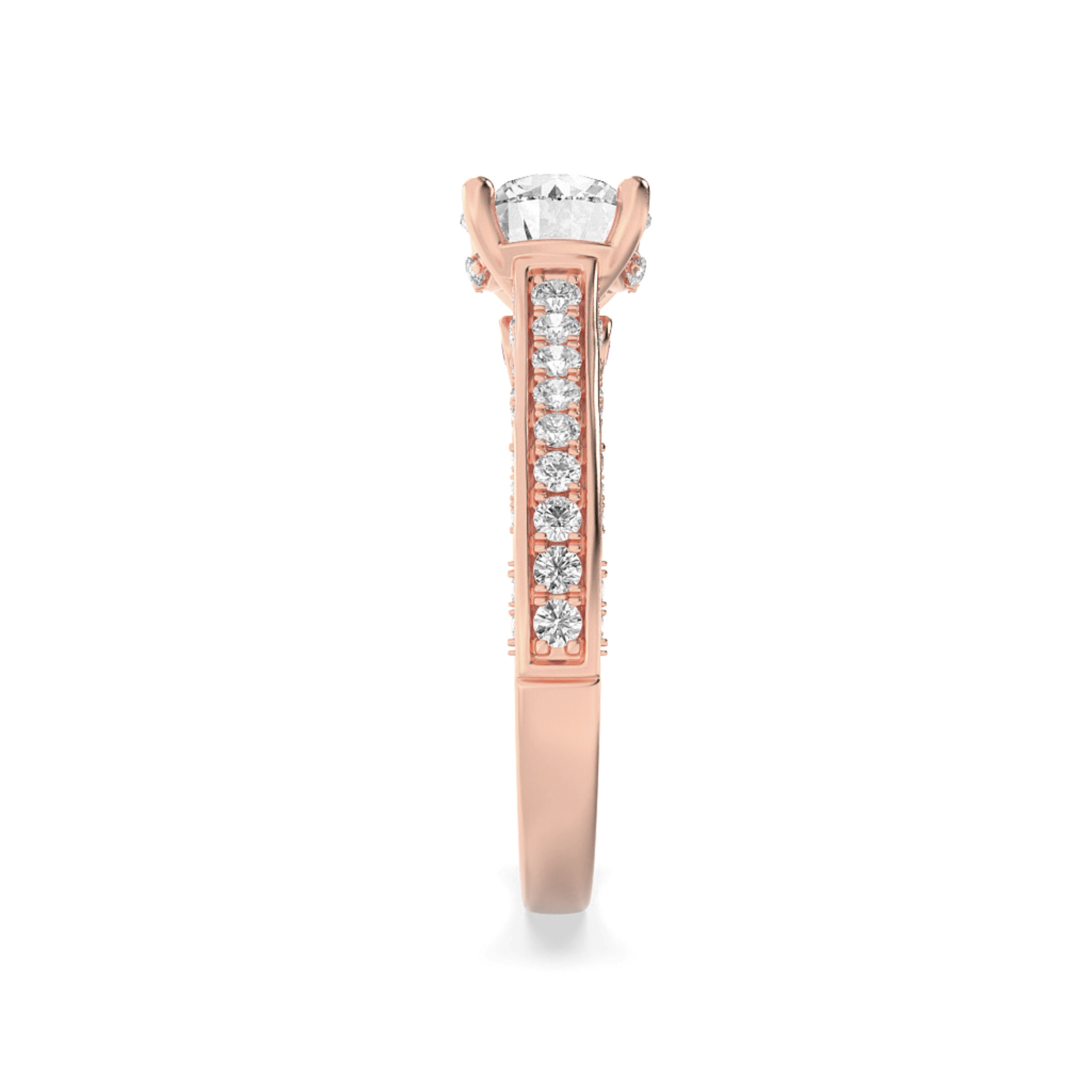 Round Shaped Lab Grown Diamond (F/VS) Accented Engagement Ring in 14K Gold